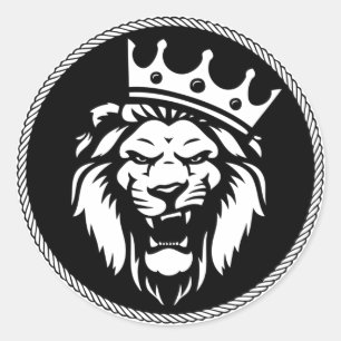 Lion crown roar classic round sticker