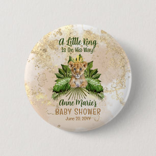 Lion Cub A Little King Is On His Way Baby Shower 6 Cm Round Badge