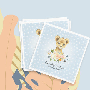 Lion Cub Blue Dotted Baby Party Napkin