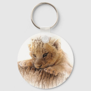 Lion cub close cute eyes lookout key ring
