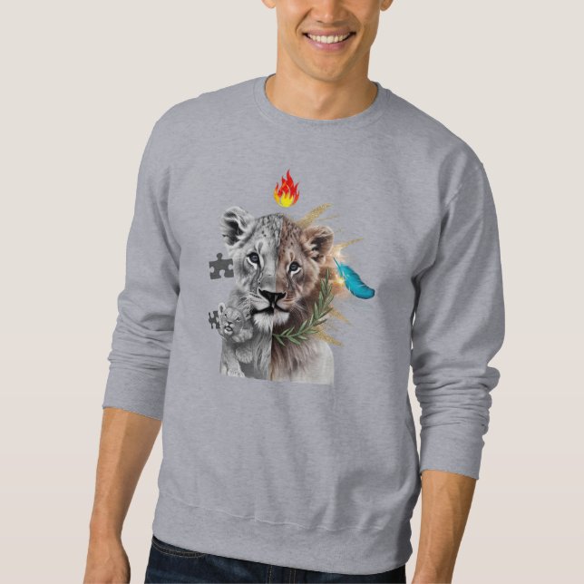 Lion Cub Duality Art Basic Sweatshirt  (Front)