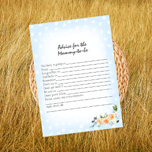 Lion Cub Floral Blue Advice For Mum Shower Game Program