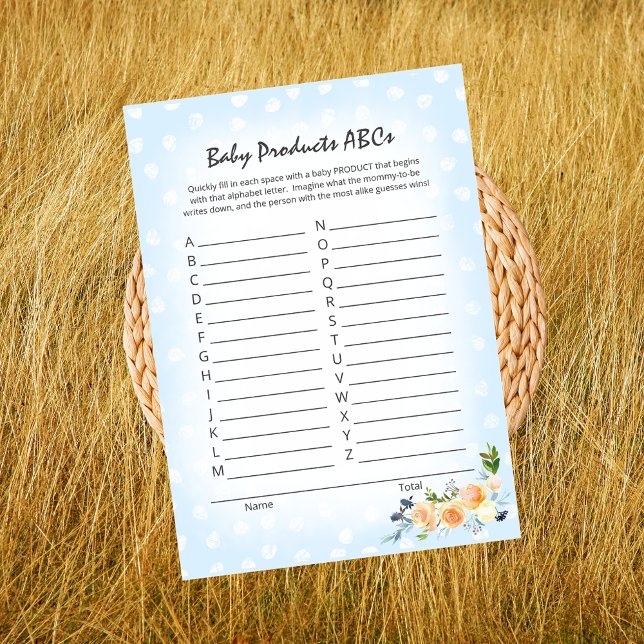 Lion Cub Floral Blue Baby Product ABCs Shower Game Program (Creator Uploaded)