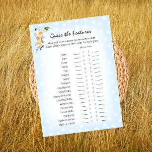 Lion Cub Floral Blue Features Guess Shower Game Program