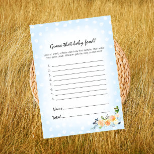 Lion Cub Floral Blue Guess That Baby Food Game Program