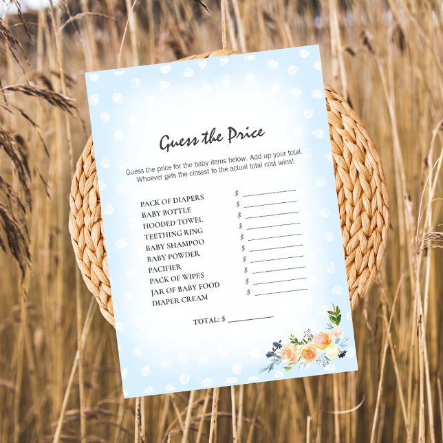 Lion Cub Floral Blue Guess The Price Shower Game Program (Creator Uploaded)