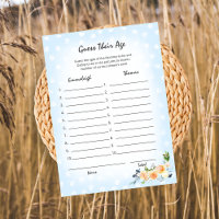 Lion Cub Floral Blue Guess Their Age Shower Game