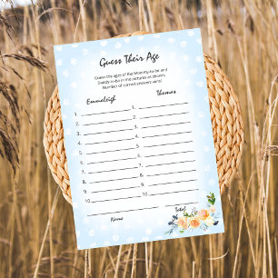 Lion Cub Floral Blue Guess Their Age Shower Game Program