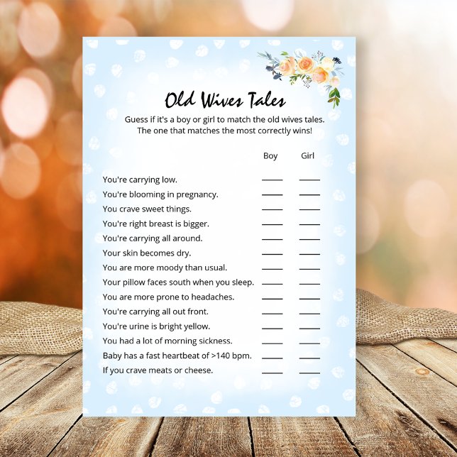 Lion Cub Floral Blue Old Wives Tales Shower Game Program (Creator Uploaded)
