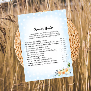 Lion Cub Floral Blue Over Under Baby Shower Game Program