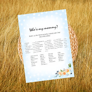 Lion Cub Floral Blue Who's My Mummy Shower Game Program