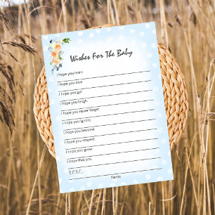 Lion Cub Floral Blue Wishes For Baby Shower Game Program