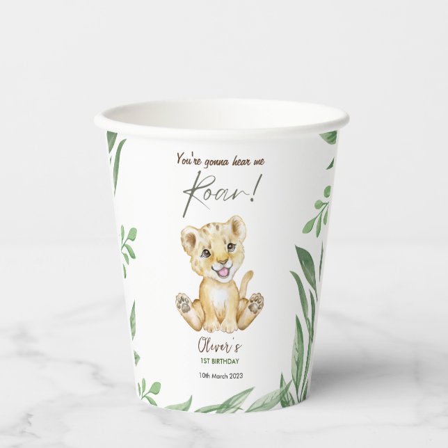 Lion cub kids Birthday  Paper Cups (Front)