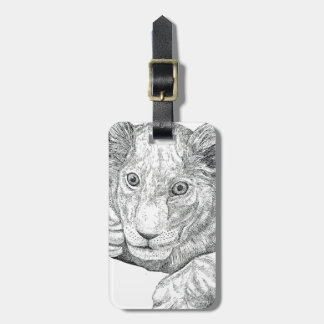 Lion Cub Pen and Ink Luggage Tag