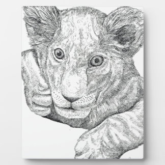 Lion Cub Pen and Ink Plaque