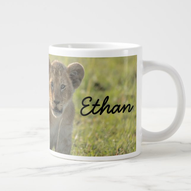 Lion Cub Personalise Name Seriously Large Coffee Mug (Right)