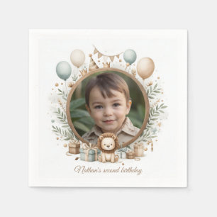 Lion Cub Photo Frame for Kids' Birthday Parties Napkin