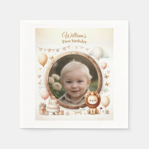 Lion Cub Photo Frame for Kids' Birthday Parties Napkin