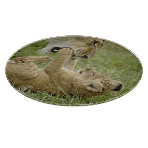 Lion Cub Playing Cutting Board