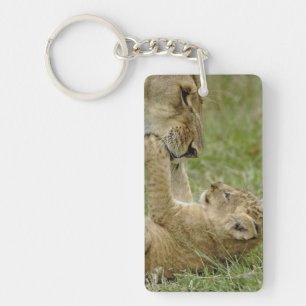 Lion Cub Playing Key Ring