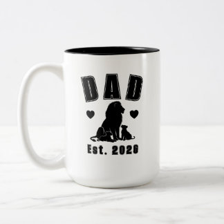 Lion Cub Silhouette New Dad Est Year Two-Tone Coffee Mug
