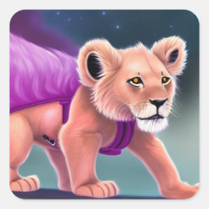 Lion Cub Square Sticker