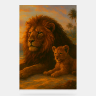 Lion & Cub — Sunset Bond Orrin Studios Acrylic Sign