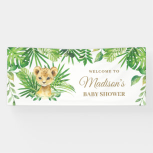 Lion Cub Tropical Greenery Jungle Backdrop Banner