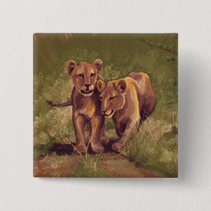 Lion Cubs 15 Cm Square Badge