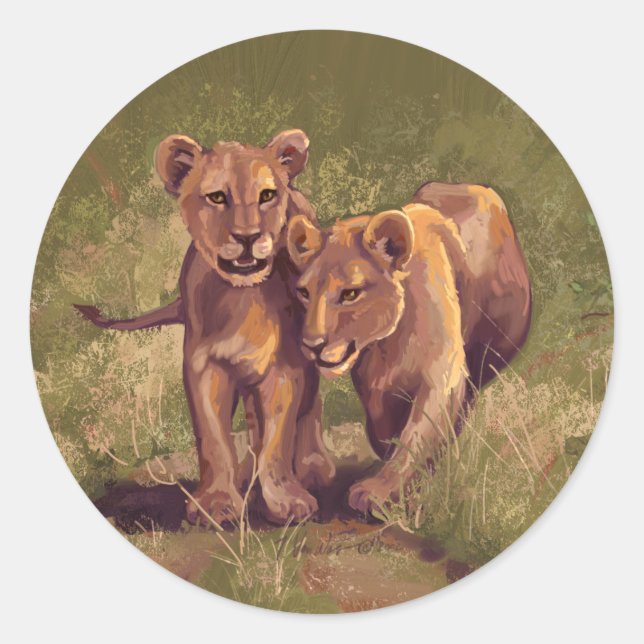 Lion Cubs Classic Round Sticker (Front)