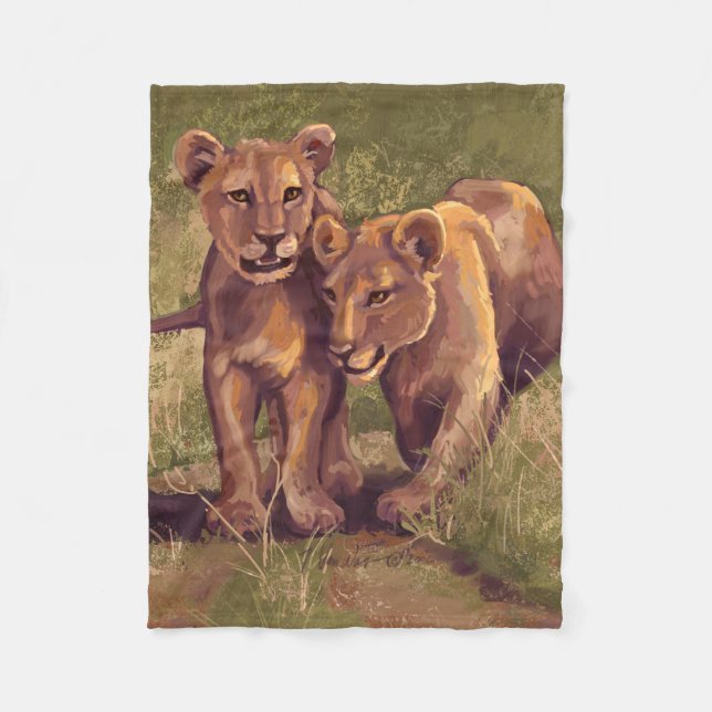 Lion Cubs Fleece Blanket (Front)