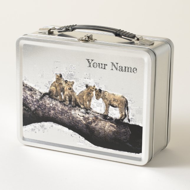 Lion Cubs Lunch Box – Custom Safari Gift (Front)