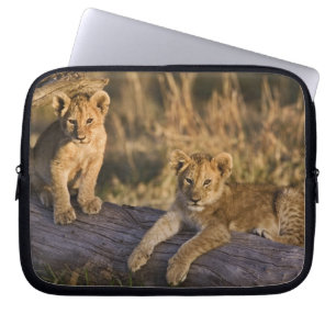 Lion Cubs on Log Laptop Sleeve