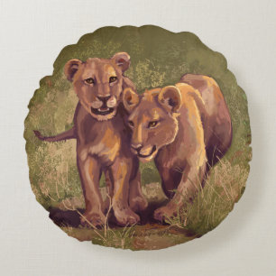 Lion Cubs Round Cushion