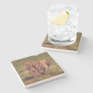 Lion Cubs Stone Coaster