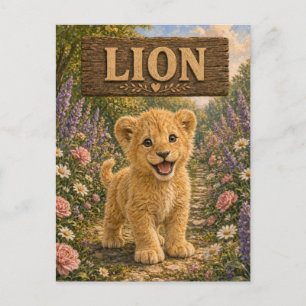 Lion Cute Baby Storybook Nursery Animal Postcard