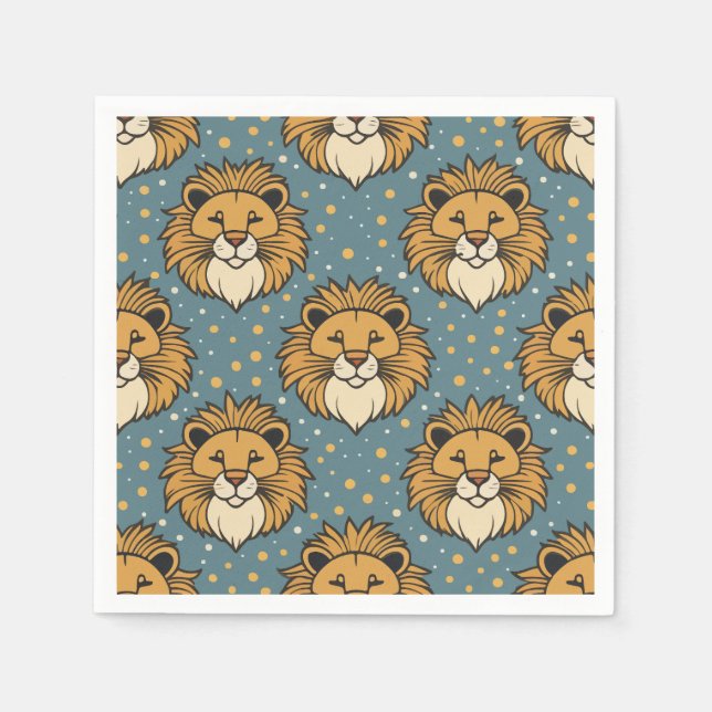 Lion cute cartoon pattern artwork napkin (Front)