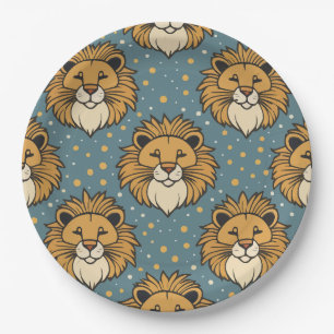 Lion cute cartoon pattern artwork paper plate