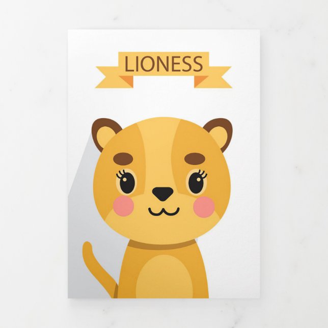 Lion Cute Lioness Tri-Fold Card (Cover)