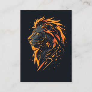 Lion Cyberpunk Mecha Neon Gold Gaming Poster Business Card