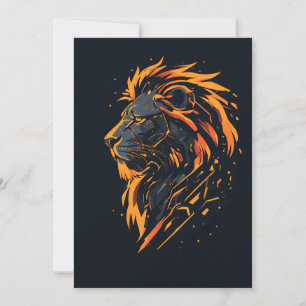 Lion Cyberpunk Mecha Neon Gold Gaming Poster Invitation