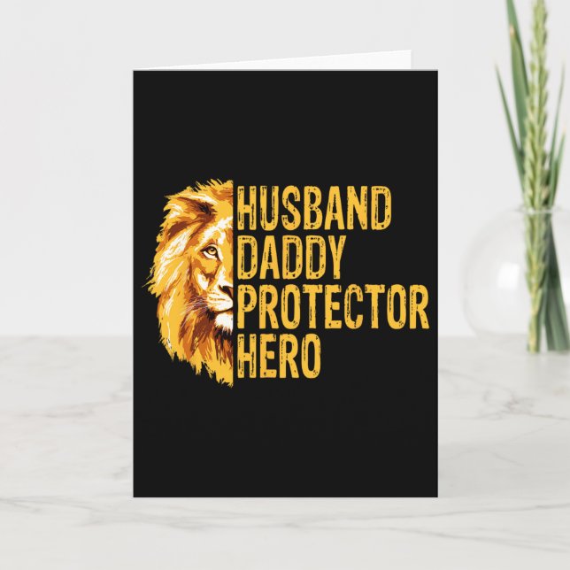Lion Dad Funny Husband Daddy Protector Hero Father Card (Front)