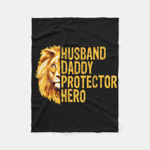 Lion Dad Funny Husband Daddy Protector Hero Father Fleece Blanket