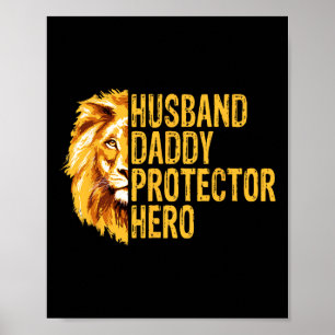 Lion Dad Funny Husnd Daddy Protector Hero Fathers Poster
