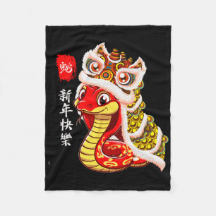 Lion Dance Year Of The Snake Chinese New Year Zodi Fleece Blanket