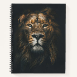 Lion Dark Background Photo Notebook