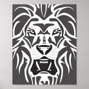Lion decal white on grey  poster