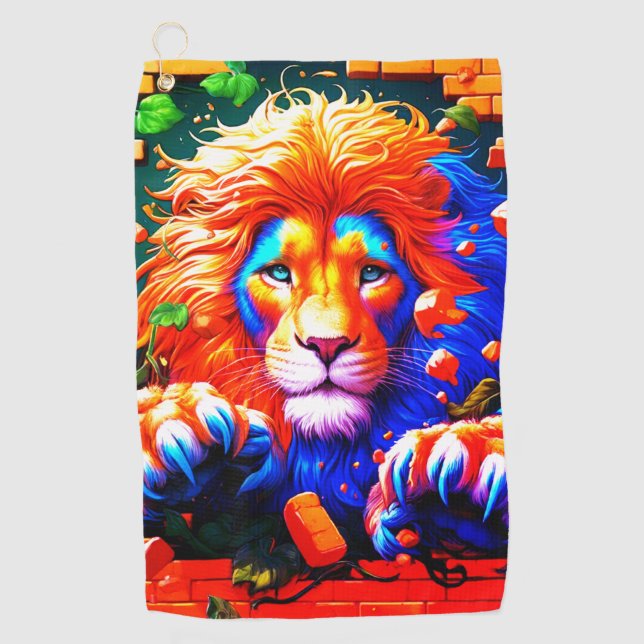 Lion Design Golf Towel (Front)