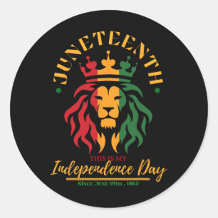 Lion Design Juneteenth Freedom Black Independence Classic Round Sticker