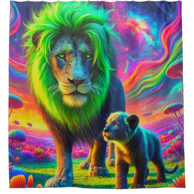 Lion Design Shower Curtain (Front)